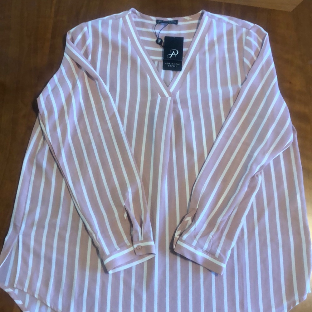 Pink and white Adrianna Papell blouse
